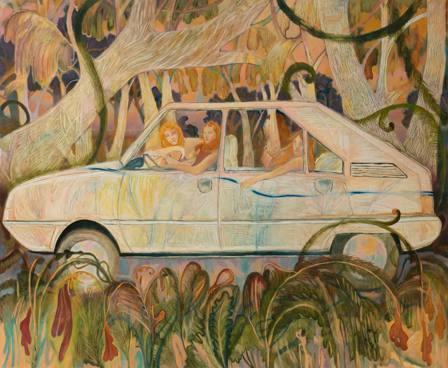 Johanna Seidel, Rollercoaster, 2023, oil on canvas, 110 × 90 cm