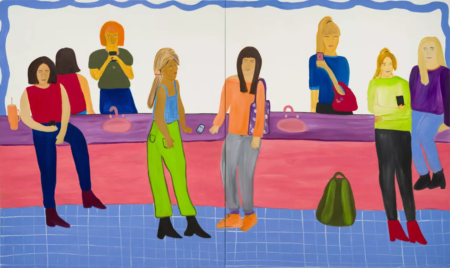 Josefine Schulz, Chamber of Reflection 2, 2024, oil on canvas, 190 × 320 cm