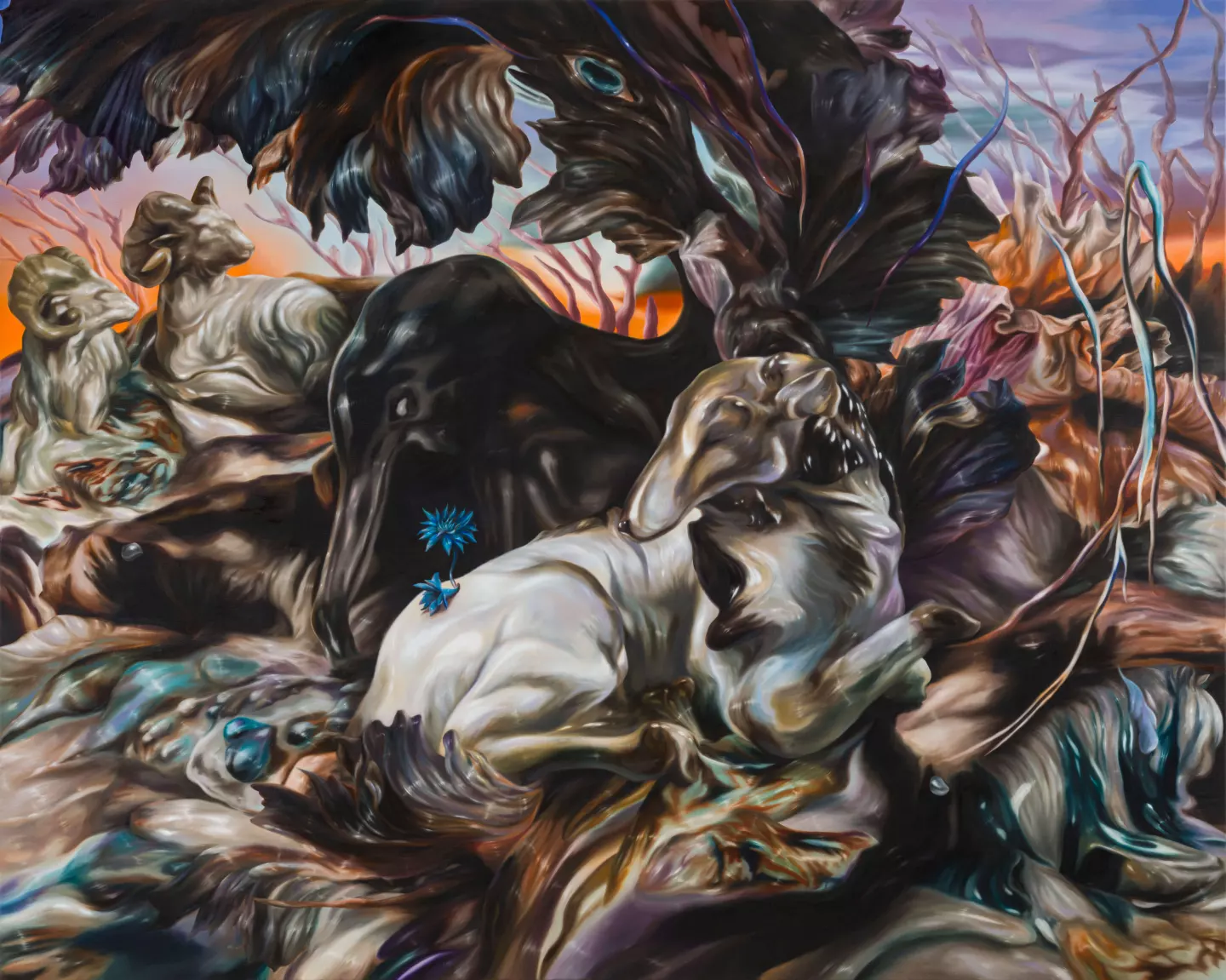 Philippa Brück, Two and Two of All Flesh, 2025, oil on canvas, 160 × 200 cm