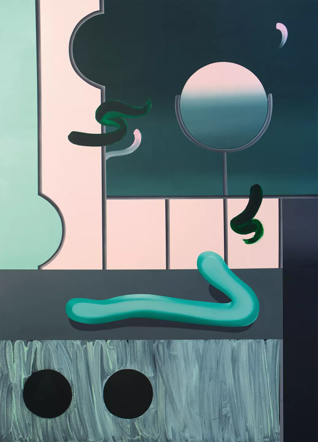 Moonshine (Celini), 2019, oil acrylic and marker on canvas, 180 x 130 cm