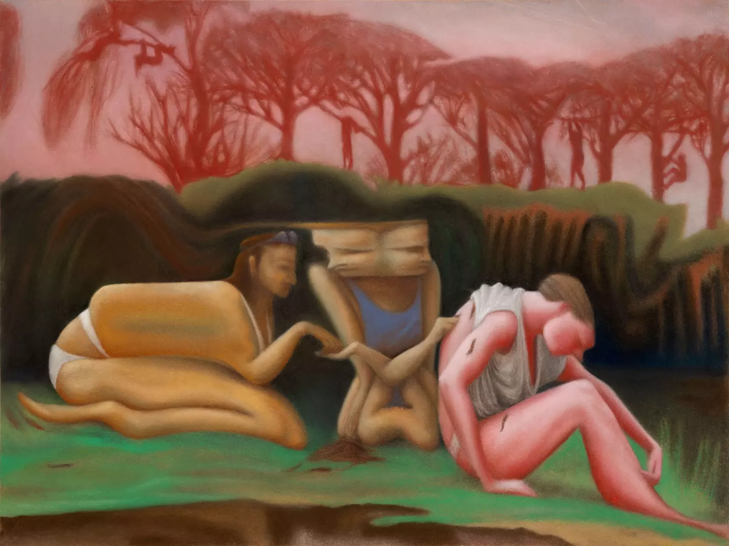 Lou Hoyer, Allmende, 2026, pastel on cardboard, 62 × 82 cm