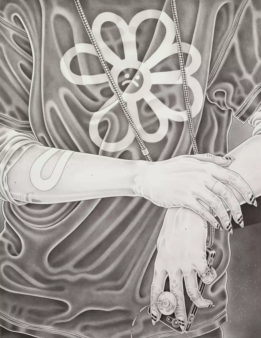 Uh-Oh, 2021, ink on paper, 67.5 × 52 cm