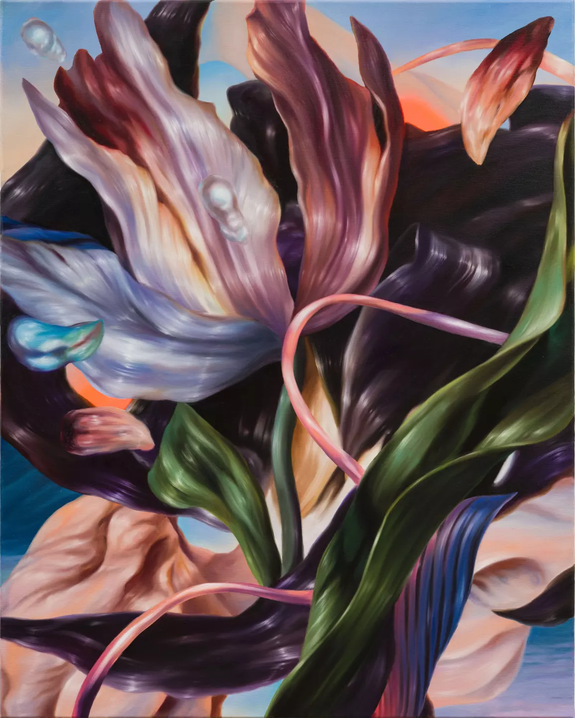 Philippa Brück, Orange Setting, 2024, oil on canvas, 100 x 80 cm