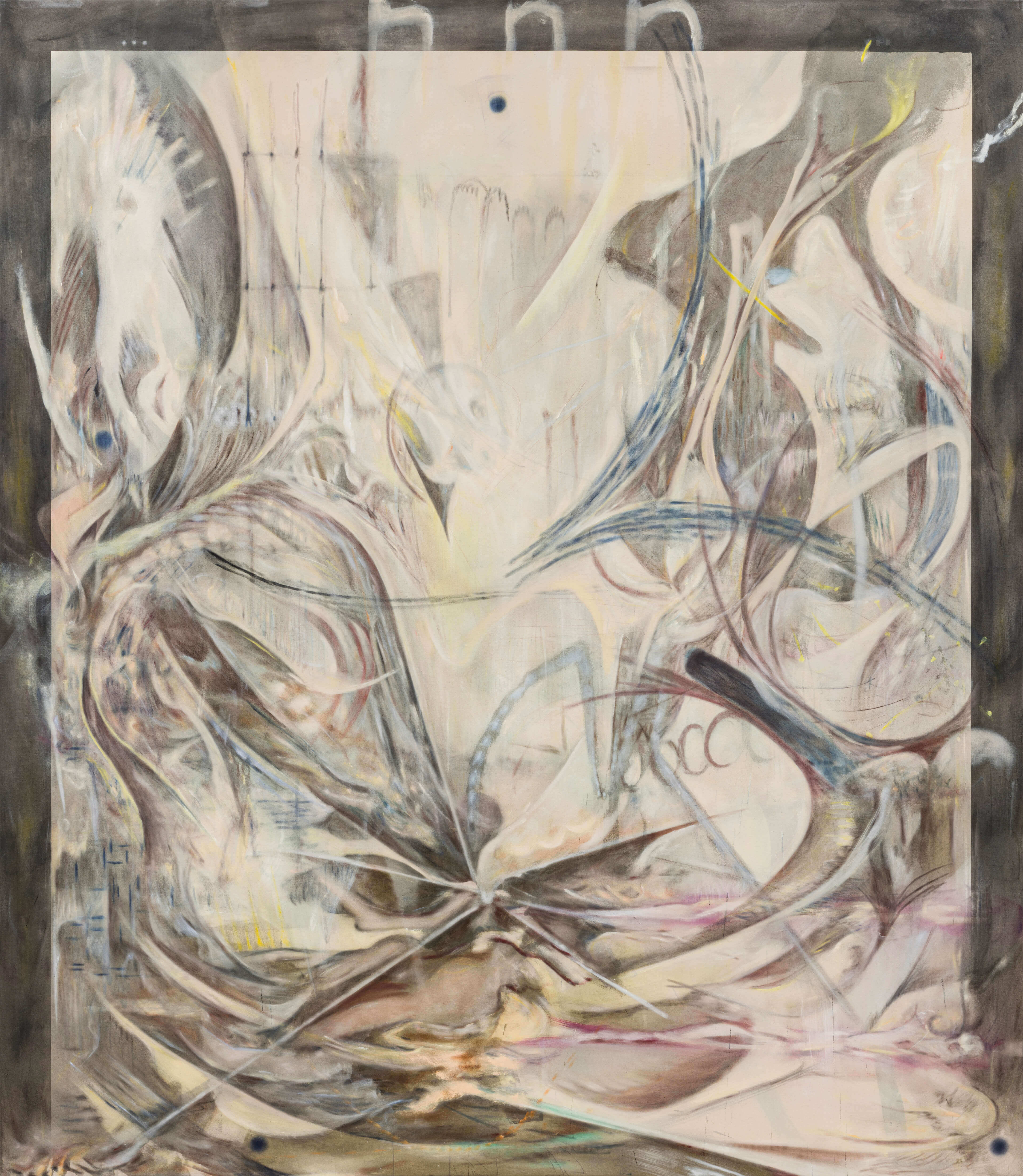 Kolja Kärtner Sainz, A Scattering (There is a thing that escapes me the whole time), 2026, oil and ink on canvas, 230 × 200 cm