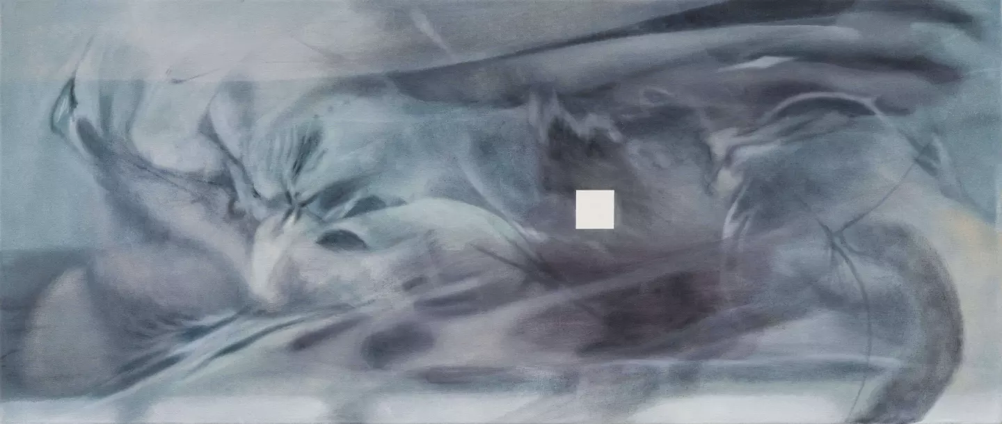 Kolja Kärtner Sainz, Elision No. 2, 2026, oil and ink on canvas, 60 × 140 cm