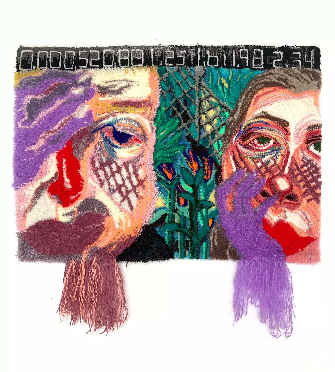 Veilchen, 2022, Embroidered and tufted wool, 65 cm x 90 cm