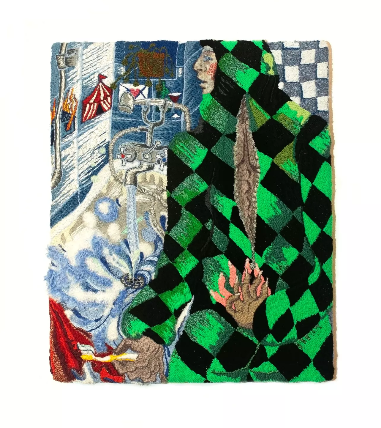 Spa Day, 2024, Tufted and embroidered wool, 80 × 65 cm