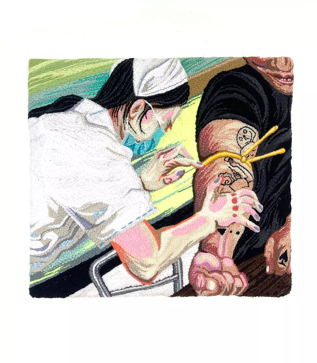 Refreshment, 2022, Embroidered wool, 65 × 70 cm