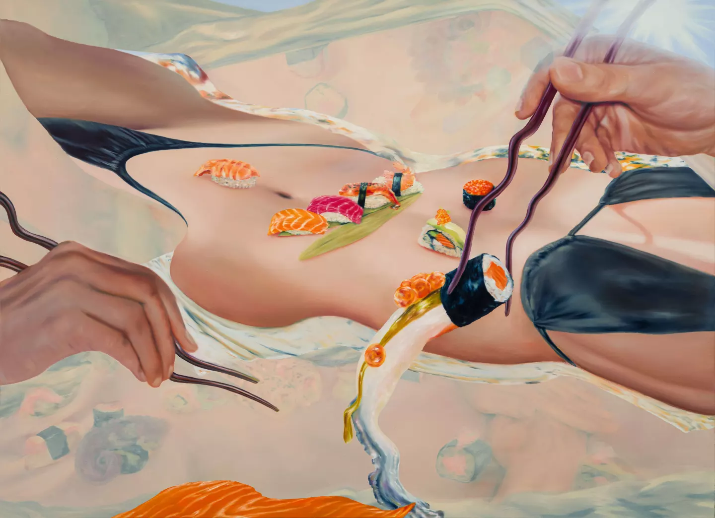 Talk Show (Continental), 2023, oil on canvas, 160 x 220 cm