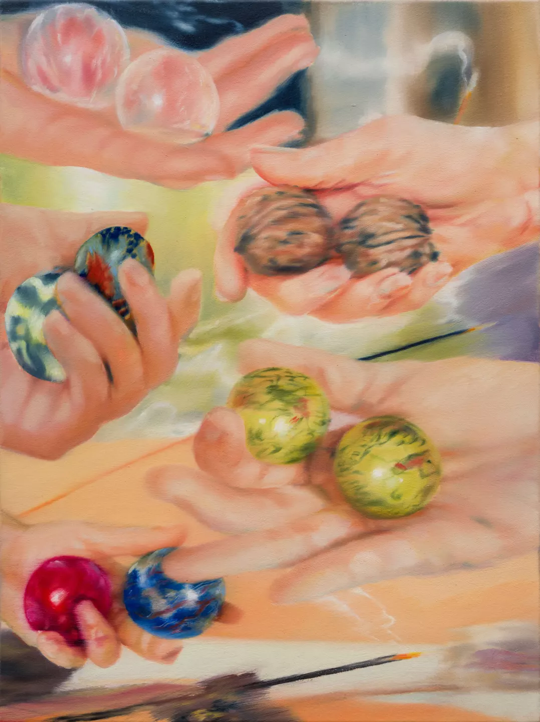 Heart to Heart (Der Kurs), 2023, oil on canvas, 40 x 30 cm