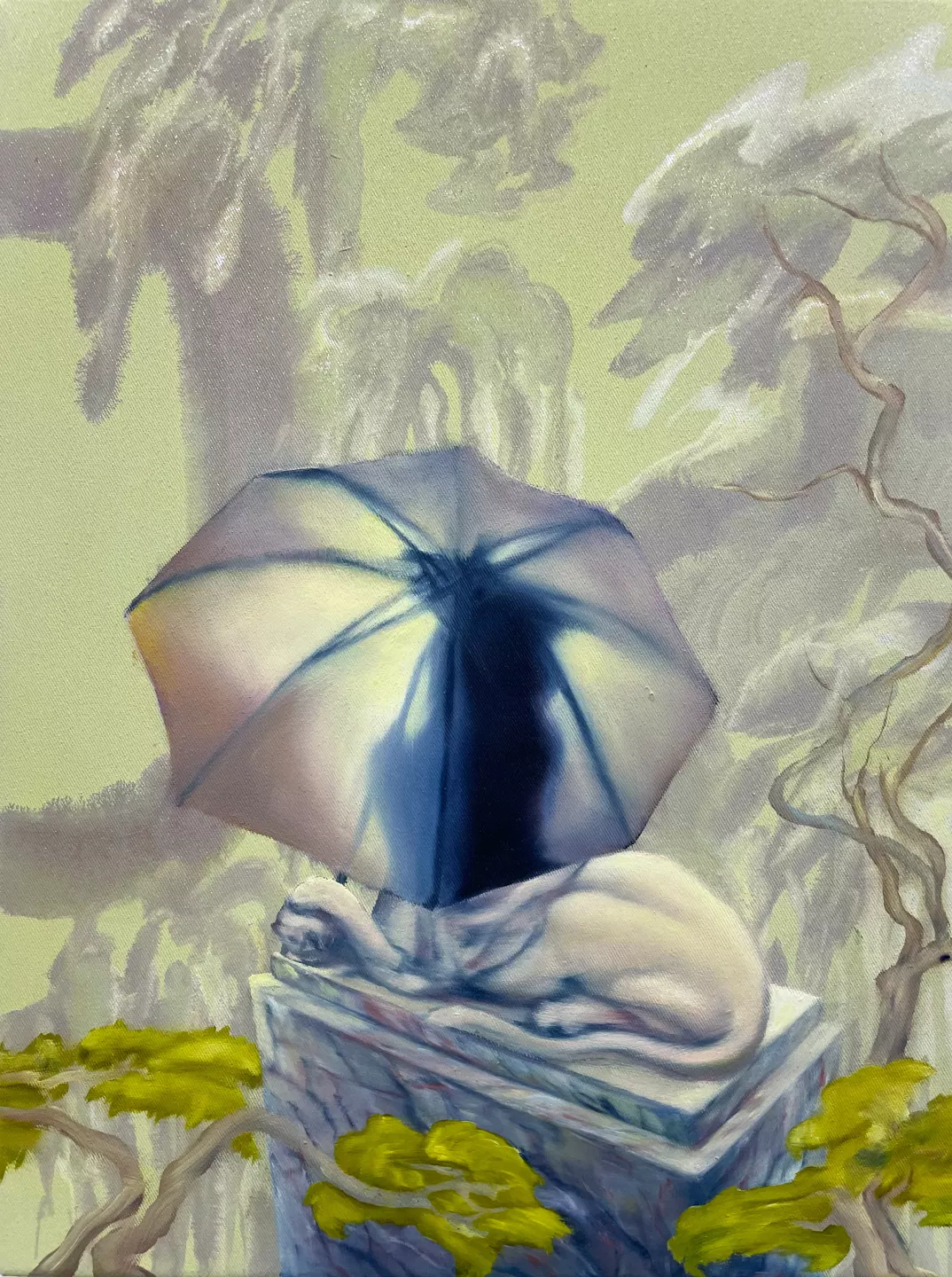 Sphynx, 2021, oil and metallic pigments on canvas, 41 × 31 cm