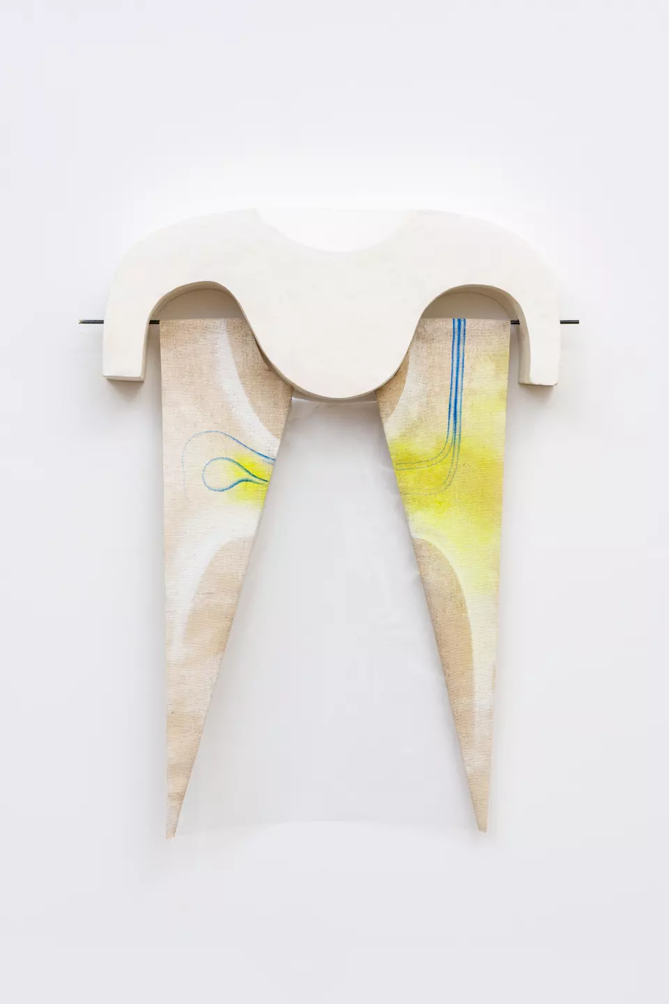 The Between in Plastic, 2020, plaster, vinyl, steel, burlap, gesso, acrylic, oil, 128 x 98 x 15 cm