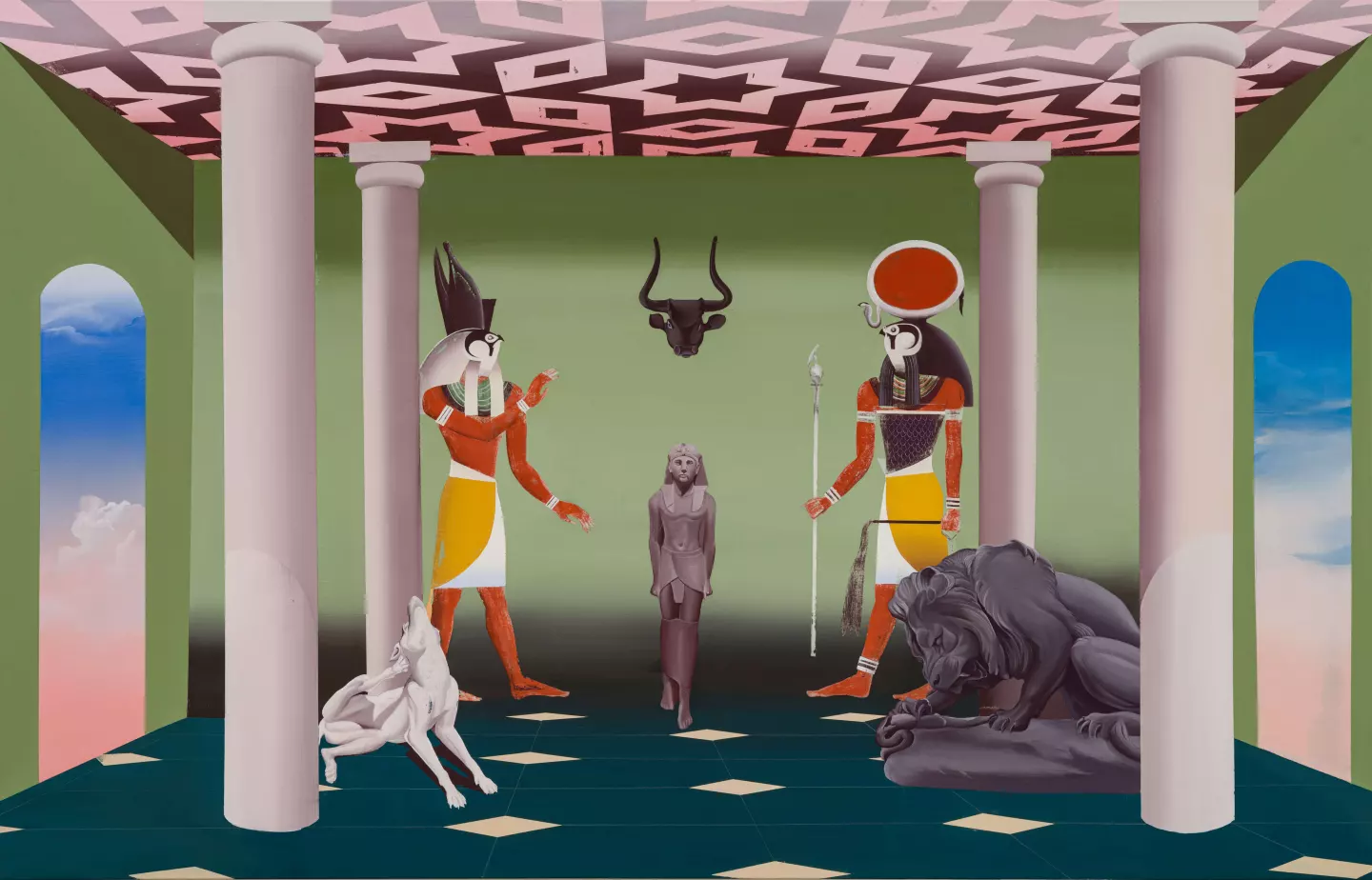 Planet Kuriosum, 2022, egg tempera on canvas, 160 x 250 cm