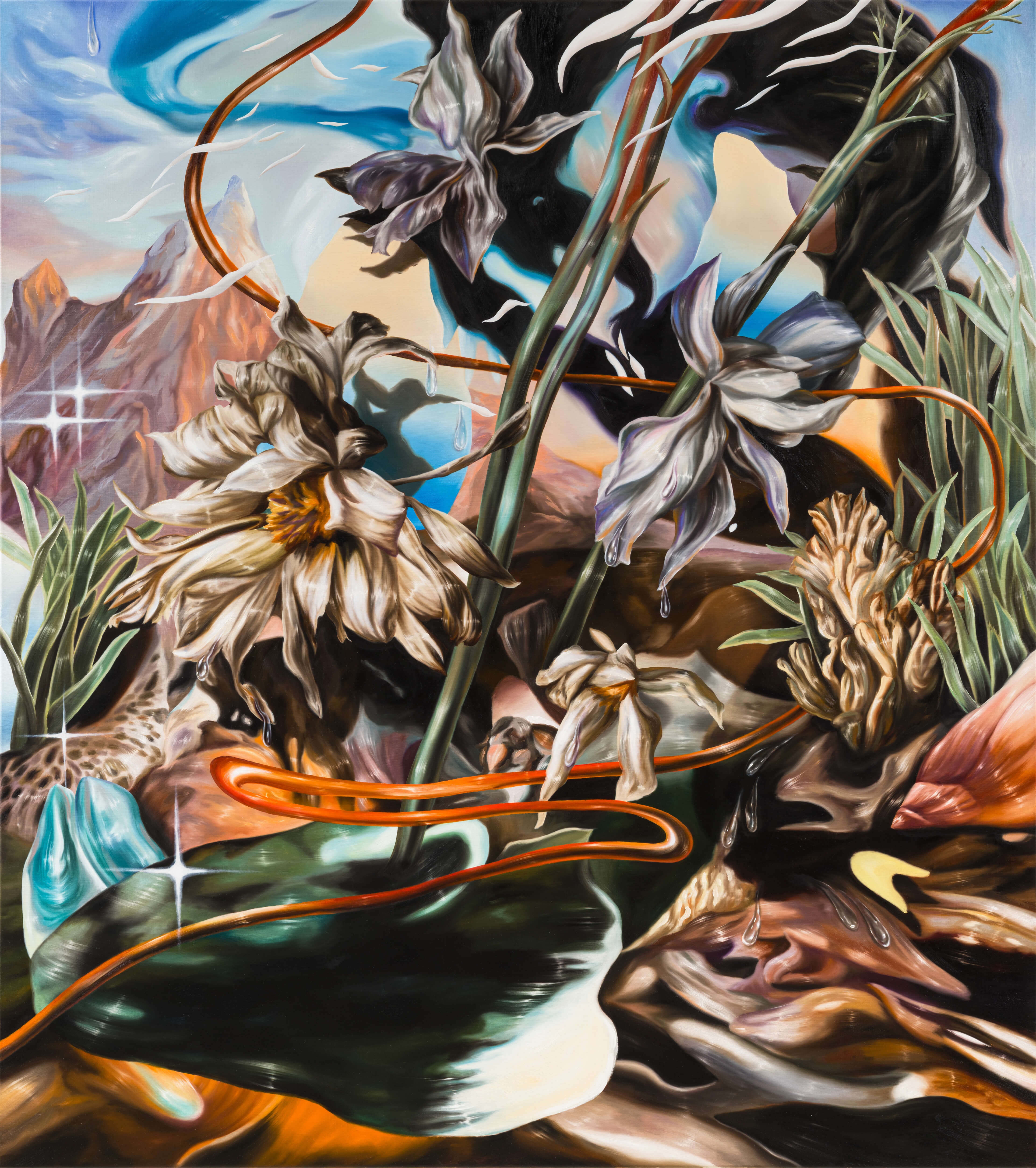 Philippa Brück, Softlands, 2026, Oil on canvas, 180 × 160 cm