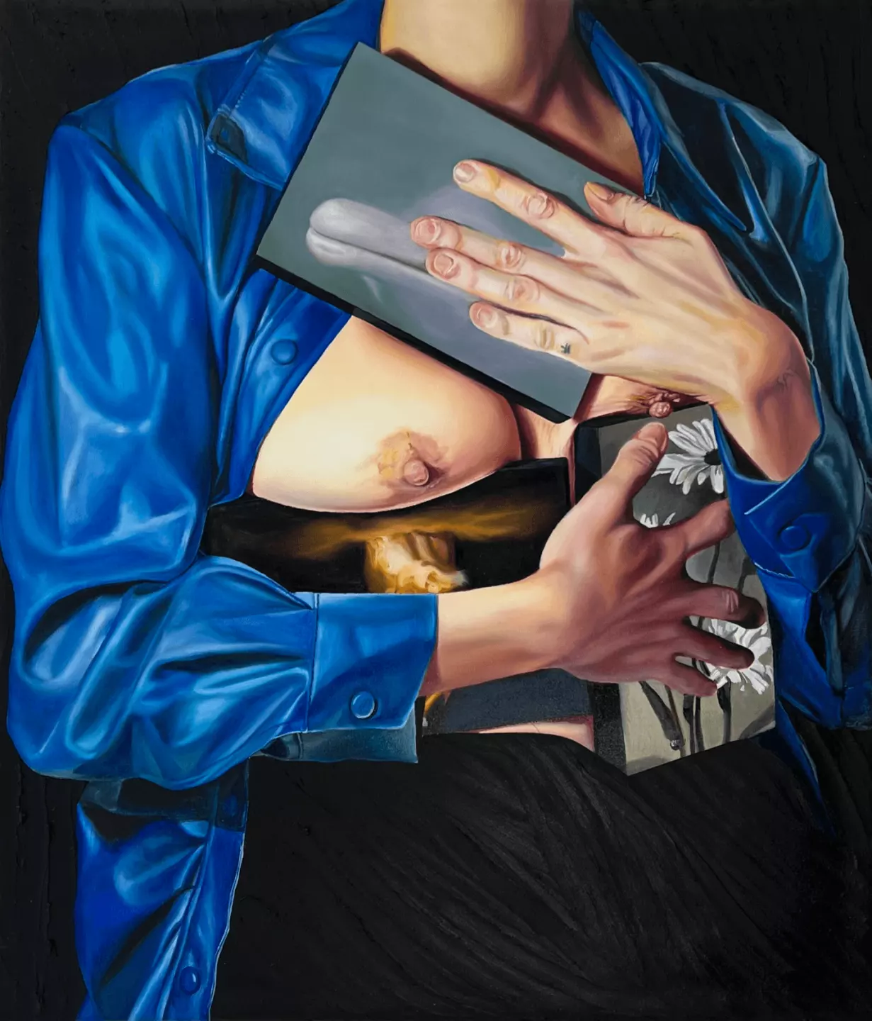 Chloë Saï Breil-Dupont, Étude de mon ventre, 2022, oil, wax and resin on canvas, 47 x 40 cm